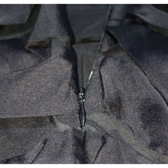100% Silk Halter Party Cocktail Dress Womens S Black Tiered Ruffle Bubble Trim - Picture 6 of 7
